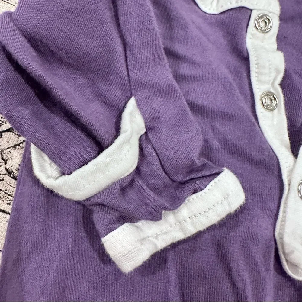 Kate Quinn Organic Purple Baby Gown and Red Hat with Chin Straps & Ears Size 0-3
